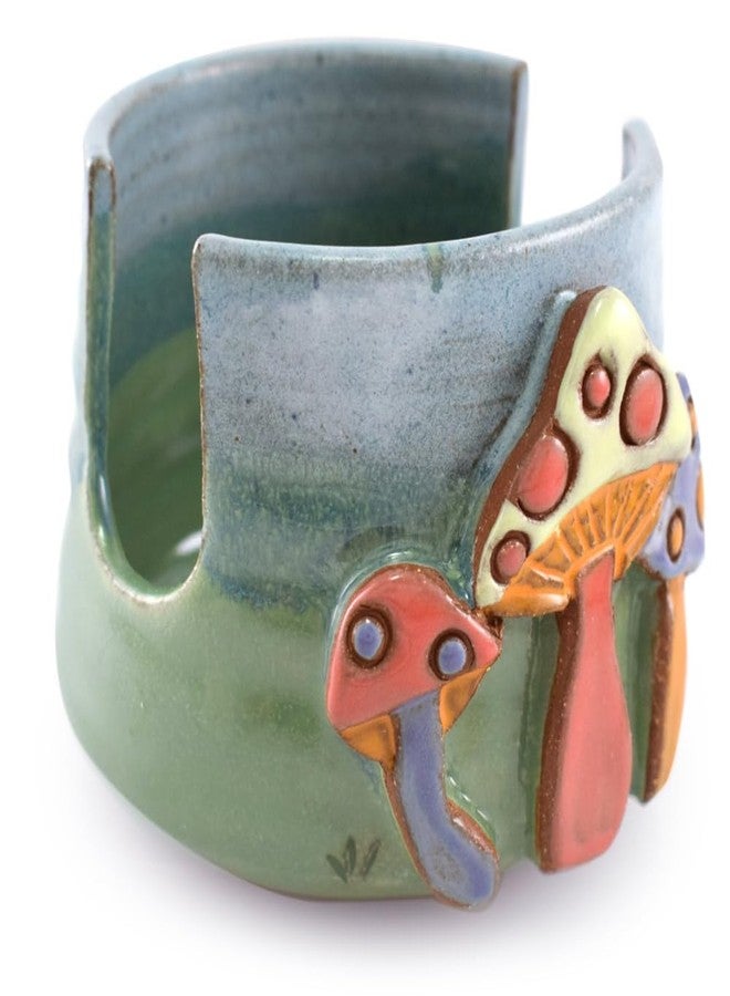 Modern Artisans American Handmade Pottery Kitchen Sponge Holder, Enchanted Mushrooms Motif - Image 5